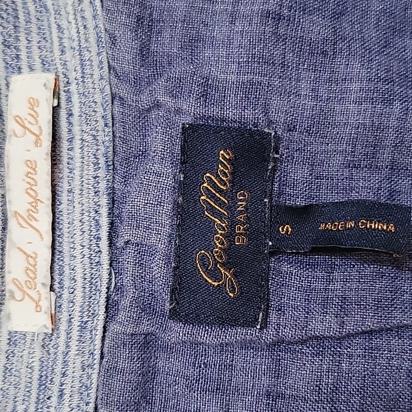 Good Man Brand Blue Striped Men's V Neck Polo Shirt - Picture 2 of 3